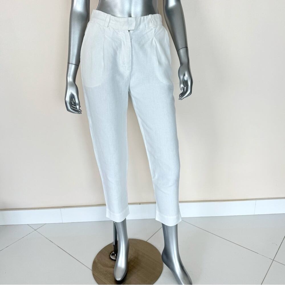 120 % Lino white women pants size 6 US Retail 350$